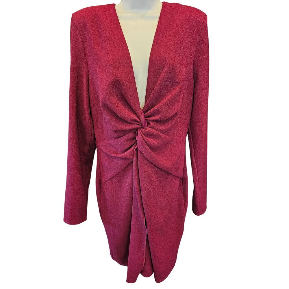 NWT asos V neck burgandy deep plunge sexy midi bodycon 10 TALL long sleeve NEW